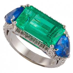 Anello con Smeraldi e Zaffiri
